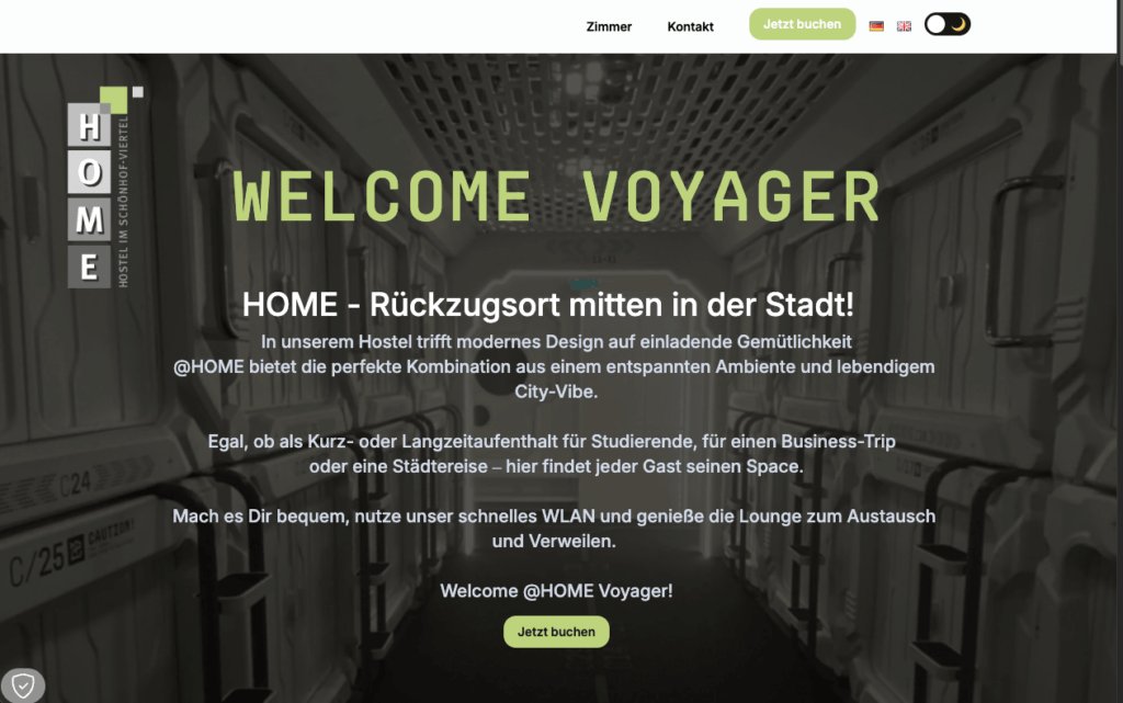 webdesign projekt hostel home
